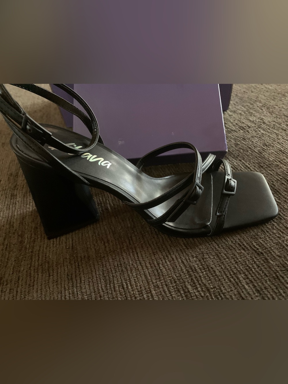 Liliana black strappy block heel sandals